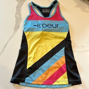 Coeur triathlon tank. Shelf bra, 2 back pockets. Size small.